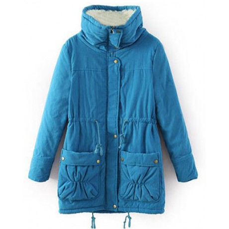 Women's Cotton Slim Medium Coat Polyester Sherpa Hooded Cotton With Pockets(S-XXXL)