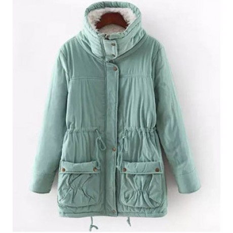 Women's Cotton Slim Medium Coat Polyester Sherpa Hooded Cotton With Pockets(S-XXXL)