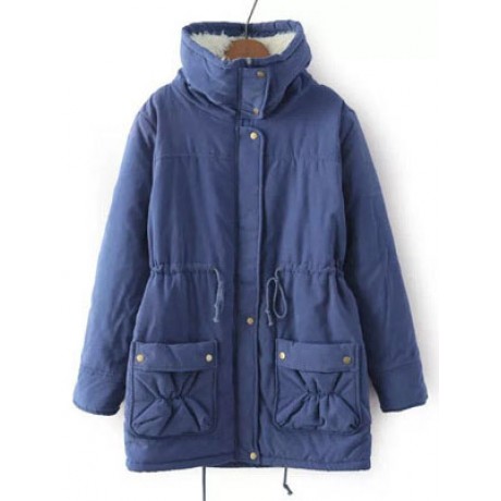 Women's Cotton Slim Medium Coat Polyester Sherpa Hooded Cotton With Pockets(S-XXXL)