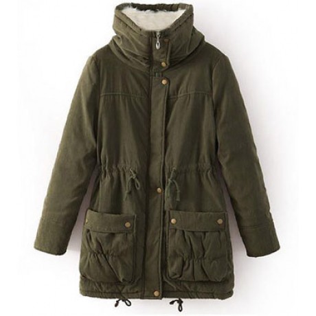 Women's Cotton Slim Medium Coat Polyester Sherpa Hooded Cotton With Pockets(S-XXXL)