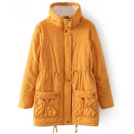Women's Cotton Slim Medium Coat Polyester Sherpa Hooded Cotton With Pockets(S-XXXL)