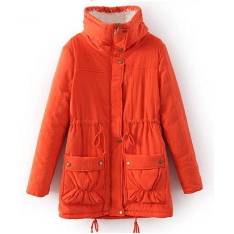 Women's Cotton Slim Medium Coat Polyester Sherpa Hooded Cotton With Pockets(S-XXXL)