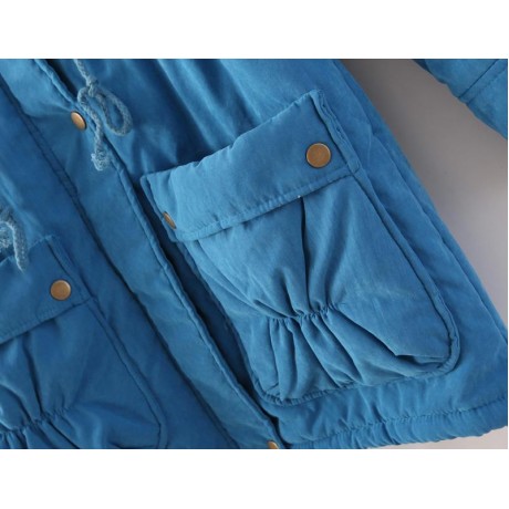 Women's Cotton Slim Medium Coat Polyester Sherpa Hooded Cotton With Pockets(S-XXXL)