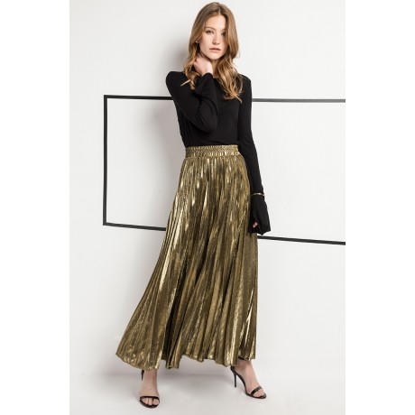 Women's Slim Empire Pleated Solid Color Beach Long Skirts(S-XXL)