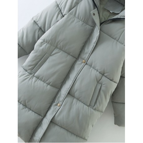 Women's Casual Loose Medium Overknee Hooded Cotton-padded Jacket With Pockets(S-XXL)