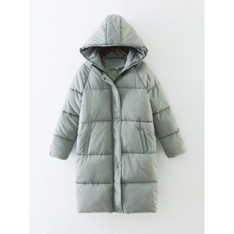 Women's Casual Loose Medium Overknee Hooded Cotton-padded Jacket With Pockets(S-XXL)