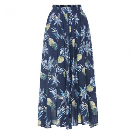 Women's Bohemia Printed Cotton Flutter Beach Long Skirts(S-XL)