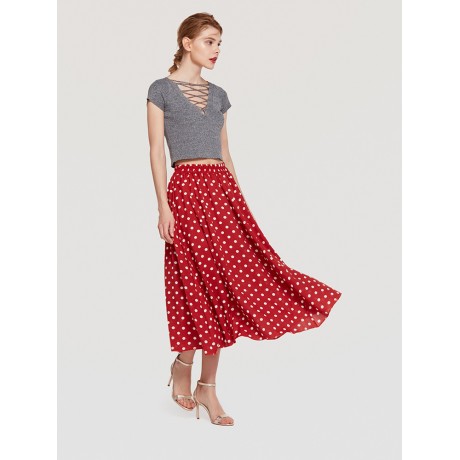 Women's Bohemia Polka Dots Chiffon Flutter Beach Long Skirts(S-XXL)