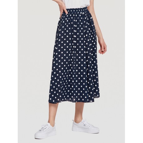 Women's Bohemia Polka Dots Chiffon Flutter Beach Long Skirts(S-XXL)