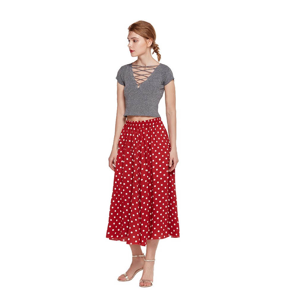 Women's Bohemia Polka Dots Chiffon Flutter Beach Long Skirts(S-XXL)