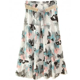 Women's Bohemia Printed Linen Beach Long A-line Skirt(Free Size) 
