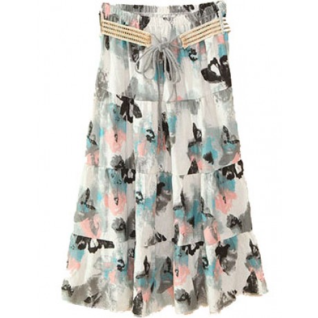 Women's Bohemia Printed Linen Beach Long A-line Skirt(Free Size)