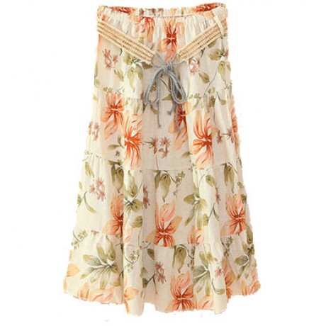 Women's Bohemia Printed Linen Beach Long A-line Skirt(Free Size)