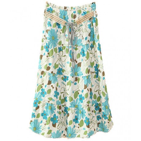 Women's Bohemia Printed Linen Beach Long A-line Skirt(Free Size)