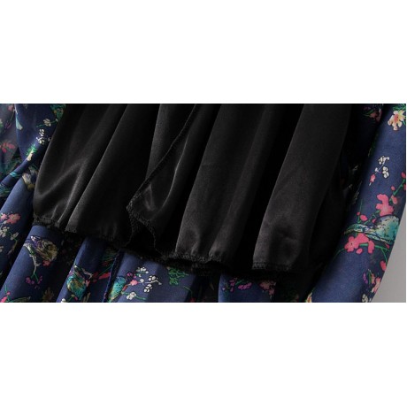 Women's Bohemia Floral Chiffon Skirt Flutter Beach Long Strapless Skirt(M-L)
