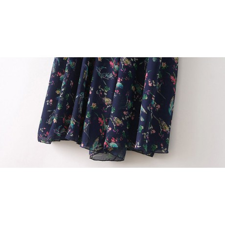 Women's Bohemia Floral Chiffon Skirt Flutter Beach Long Strapless Skirt(M-L)