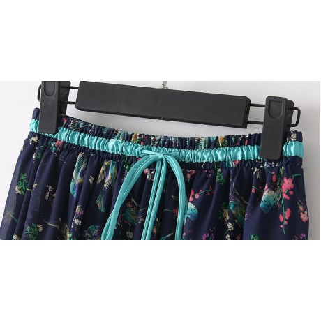Women's Bohemia Floral Chiffon Skirt Flutter Beach Long Strapless Skirt(M-L)