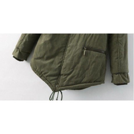 Women's Loose Casual Medium Coat Sherpa Hooded Cotton Coat With Pockets(S-XXL)
