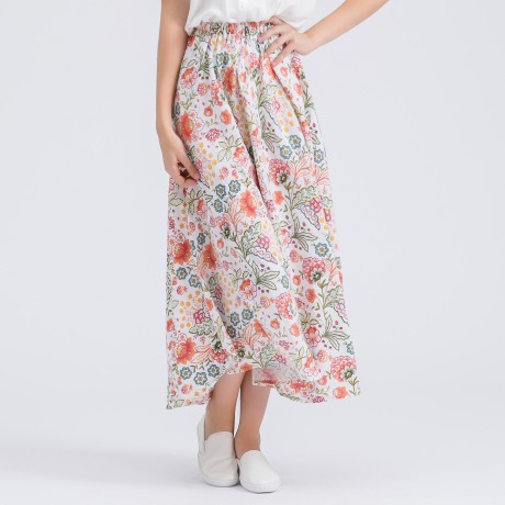 Cotton And Line Bohemia Sweet Skirt Printed Long Maxi Skirt (Free Size)