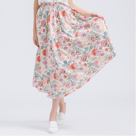 Cotton And Line Bohemia Sweet Skirt Printed Long Maxi Skirt (Free Size)