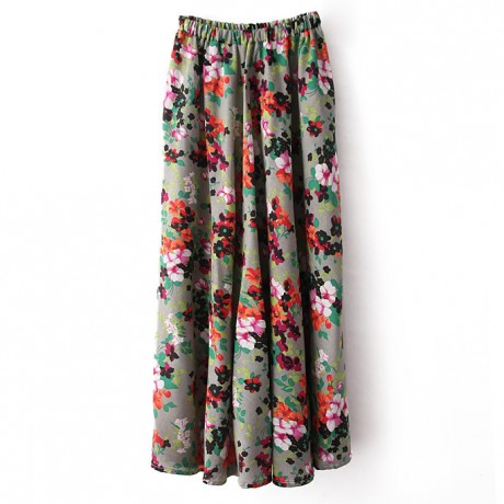 Cotton And Line Bohemia Sweet Skirt Printed Long Maxi Skirt (Free Size)