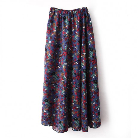 Cotton And Line Bohemia Sweet Skirt Printed Long Maxi Skirt (Free Size)