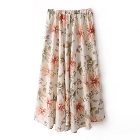 Cotton And Line Bohemia Sweet Skirt Printed Long Maxi Skirt (Free Size)