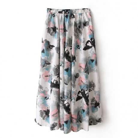 Cotton And Line Bohemia Sweet Skirt Printed Long Maxi Skirt (Free Size)