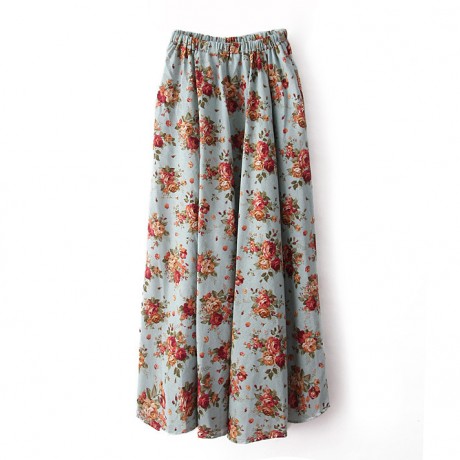 Cotton And Line Bohemia Sweet Skirt Printed Long Maxi Skirt (Free Size)