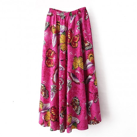 Cotton And Line Bohemia Sweet Skirt Printed Long Maxi Skirt (Free Size)