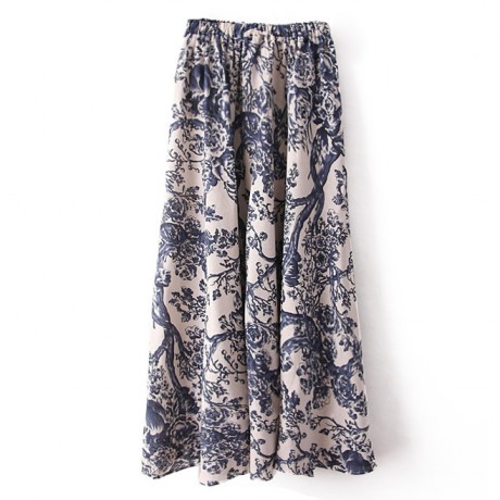 Cotton And Line Bohemia Sweet Skirt Printed Long Maxi Skirt (Free Size)