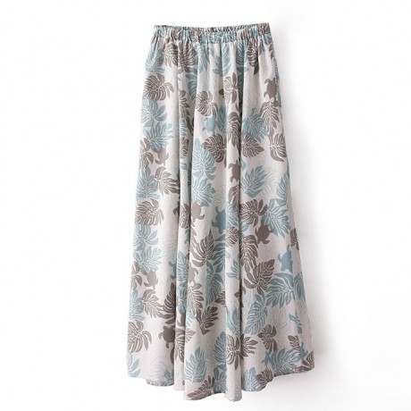 Cotton And Line Bohemia Sweet Skirt Printed Long Maxi Skirt (Free Size)