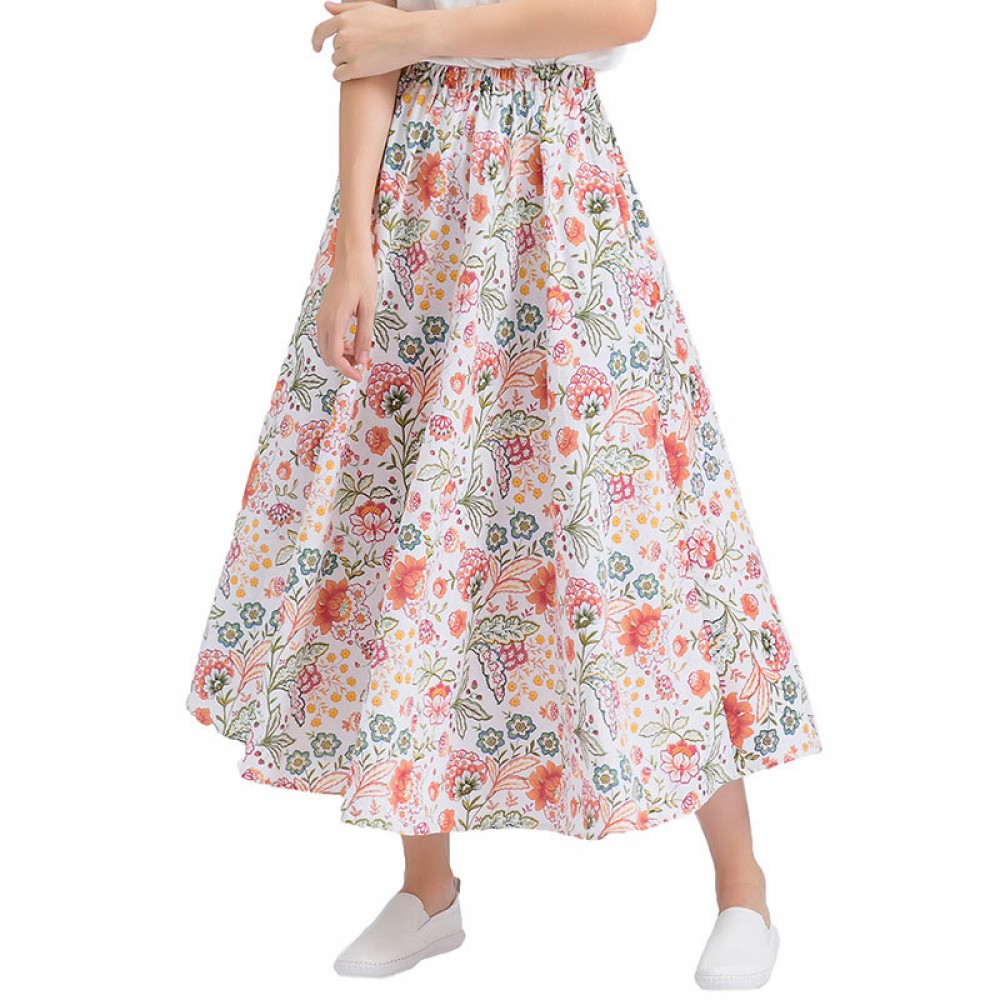 Cotton And Line Bohemia Sweet Skirt Printed Long Maxi Skirt (Free Size)