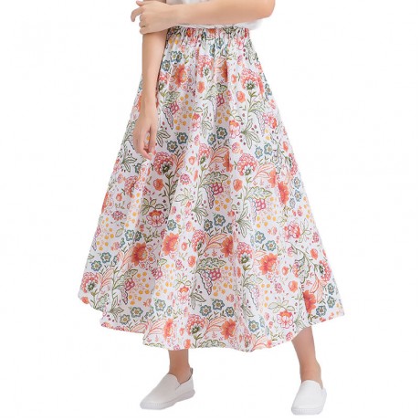 Cotton And Line Bohemia Sweet Skirt Printed Long Maxi Skirt (Free Size)