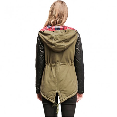 Women's Casual Bodycon Sherpa Coat Hooded Medium Cotton Coat With Pockets(S-XXL)