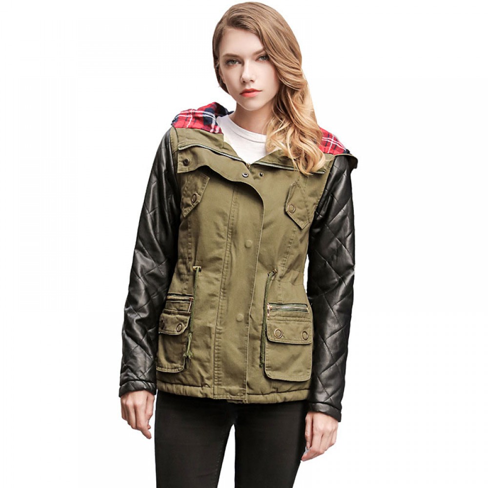 Women's Casual Bodycon Sherpa Coat Hooded Medium Cotton Coat With Pockets(S-XXL)