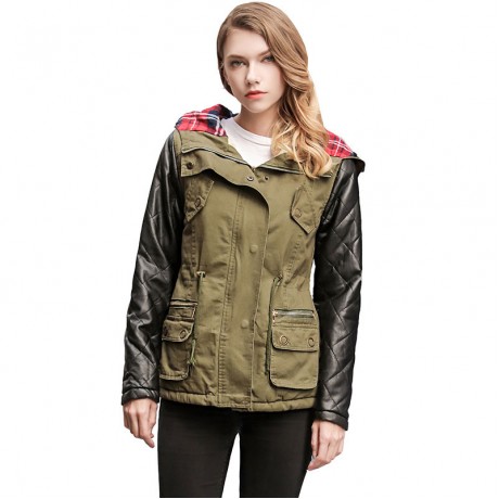Women's Casual Bodycon Sherpa Coat Hooded Medium Cotton Coat With Pockets(S-XXL)