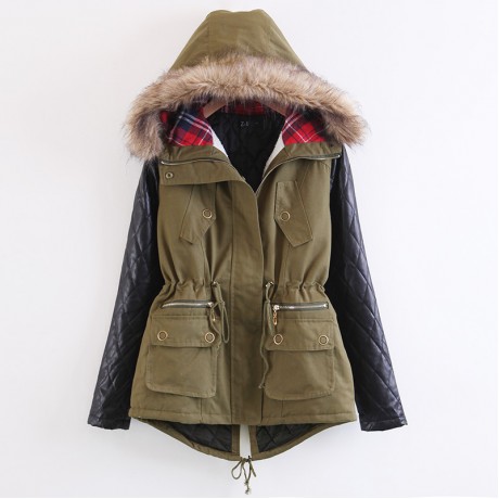 Women's Casual Bodycon Sherpa Coat Hooded Medium Cotton Coat With Pockets(S-XXL)
