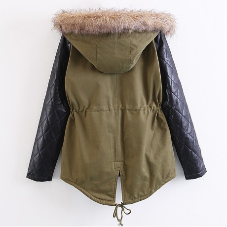 Women's Casual Bodycon Sherpa Coat Hooded Medium Cotton Coat With Pockets(S-XXL)