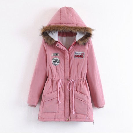 Women's Bodycon Hooded Long Sleeve Coat Waist Medium Cotton Coat With Pockets(S-XXL)