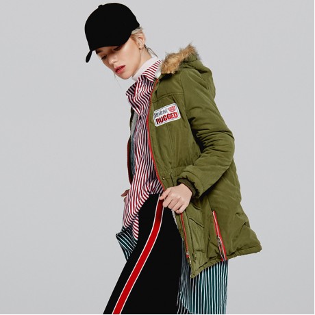 Women's Bodycon Hooded Long Sleeve Coat Waist Medium Cotton Coat With Pockets(S-XXL)