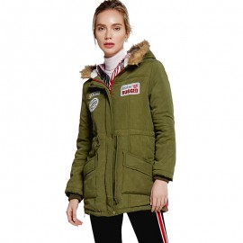 Women's Bodycon Hooded Long Sleeve Coat Waist Medium Cotton Coat With Pockets(S-XXL)