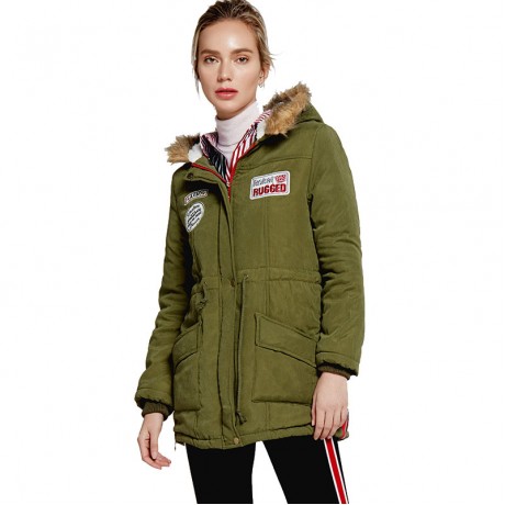 Women's Bodycon Hooded Long Sleeve Coat Waist Medium Cotton Coat With Pockets(S-XXL)