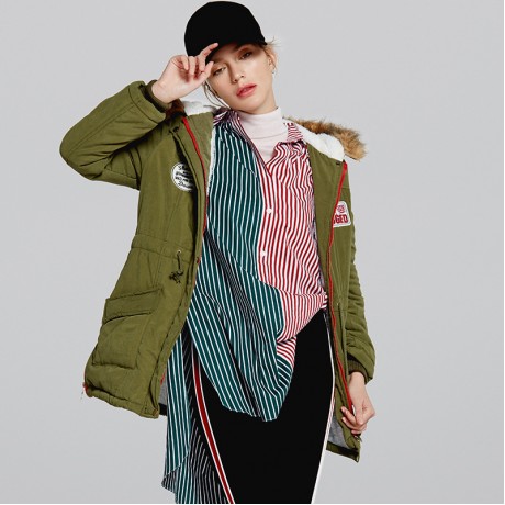 Women's Bodycon Hooded Long Sleeve Coat Waist Medium Cotton Coat With Pockets(S-XXL)