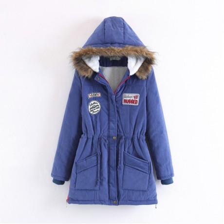 Women's Bodycon Hooded Long Sleeve Coat Waist Medium Cotton Coat With Pockets(S-XXL)