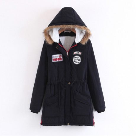 Women's Bodycon Hooded Long Sleeve Coat Waist Medium Cotton Coat With Pockets(S-XXL)