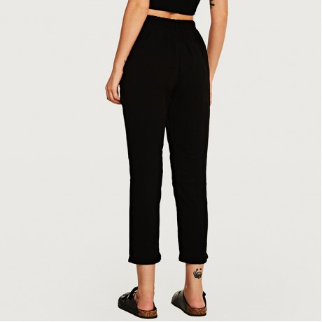 Women's Casual Cotton High Waist Stretchy Pants Solid Slim Long Pants With Pockets(S-XXL)