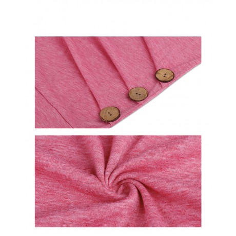 Women's Short Sleeves Slim T-Shirt Scoop Neck Button Solid Tunic Tops(S-XXL)