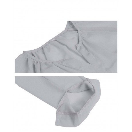 Women's Chiffon Long Sleeve V Neck Shirt Casual Solid Button-Down Blouse Top(S-5XL)