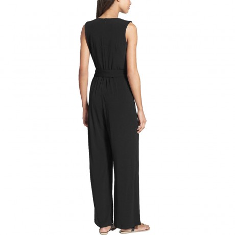 Women's V-Neck Sleeveless Jumpsuits Self-Tie Belt Zip Closure Wide Leg Jumpsuits(S-XL)